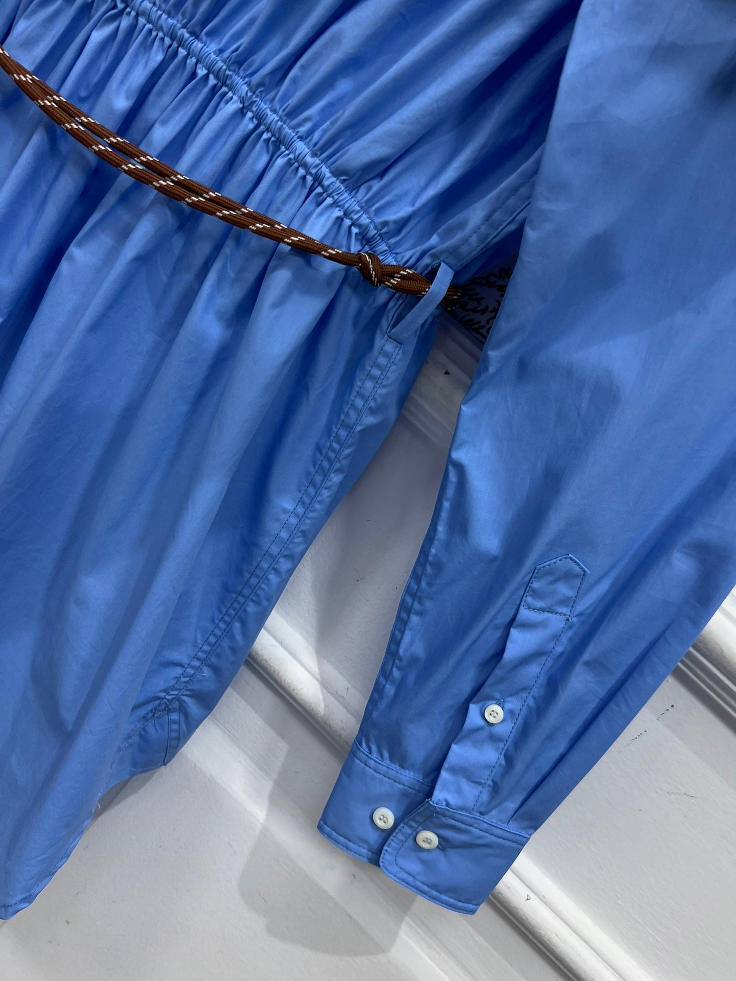 MIUMIU LONG SLEEVE SHIRT DRESS WITH COLLAR AND WAIST TIE 268852