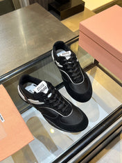 MIUMIU 26S SNEAKERS IN BLACK FABRIC AND SUEDE