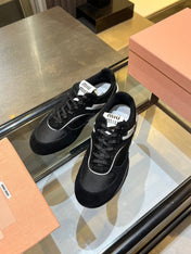 MIUMIU 26S SNEAKERS IN BLACK FABRIC AND SUEDE