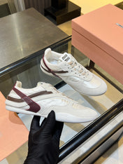 MIUMIU 26S SNEAKERS IN LIGHT BEIGE FABRIC AND SUEDE