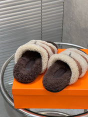 HM 25S SANDAL IN BEIGE WOOL AND BROWN LAMBSKIN WITH SILVER HARDWARE
