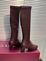 GUCCI 26S HORSEBIT KNEE-HIGH BOOTS 55 MM IN DARK BROWN CALFSKIN