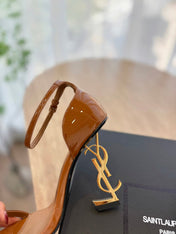 CLASSIC HIGH HEELS 10 CM IN BRONZE BROWN PATENT CALFSKIN