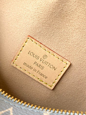SIDE TRUNK 21 IN GRAY CREAM MONOGRAM TRIANON CANVAS GOLD HARDWARE