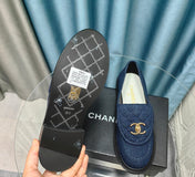 MOCCASINS NAVY BLUE QUILTED LAMBSKIN