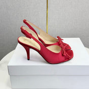 DIOR 26S HIGH-HEEL BACK-STRAP SHOES IN DARK RED SATIN