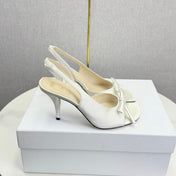 DIOR 26S HIGH-HEEL BACK-STRAP SHOES IN WHITE SATIN