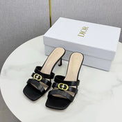 DIOR 26S 30 MONTAIGNE HIGH-HEELED IN BLACK CALFSKIN GOLD HARDWARE