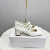 DIOR 26S MARY JANE HIGH HEELS 40MM IN WHITE PATENT CALFSKIN GOLD HARDWARE