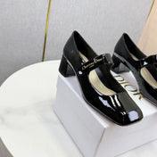DIOR 26S MARY JANE HIGH HEELS 40MM IN BLACK PATENT CALFSKIN GOLD HARDWARE