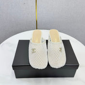 CHANEL 26S MESH HIGH HEEL MULES IN WHITE LAMBSKIN