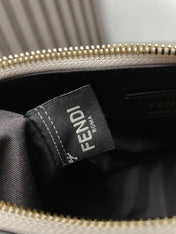 FENDIGRAPHY MEDIUM 29 IN SILVER METALLIC SMOOTH LAMBSKIN GOLD HARDWARE