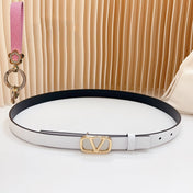 Gold Vlogo and Silver Hardware Buckle White Black Calfskin 20mm