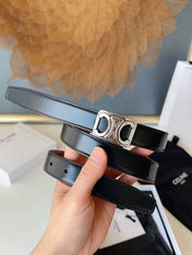 CELINE 26S BELT 25 MM IN BLACK AND BROWN CALFSKIN 636400