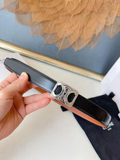 CELINE 26S BELT 25 MM IN BLACK AND BROWN CALFSKIN 636400