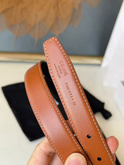 CELINE 26S BELT 25 MM IN BLACK AND BROWN CALFSKIN 636401