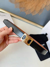 CELINE 26S BELT 25 MM IN BLACK AND BROWN CALFSKIN 636401