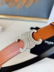 CELINE 26S BELT 25 MM IN BLACK AND BROWN CALFSKIN 636402