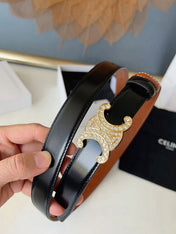CELINE 26S BELT 25 MM IN BLACK AND BROWN CALFSKIN 636403