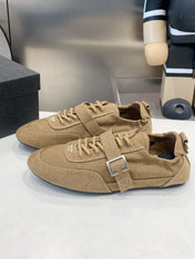 PRADA 26S SNEAKERS IN BROWN FABRIC SILVER HARDWARE