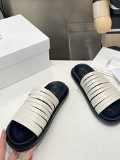 THE ROW 26S MULTI STRAP SLIDES IN WHITE CALFSKIN