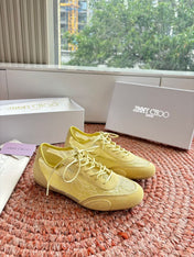 JIMMY CHOO 26S SNEAKERS IN YELLOW MESH AND SUEDE