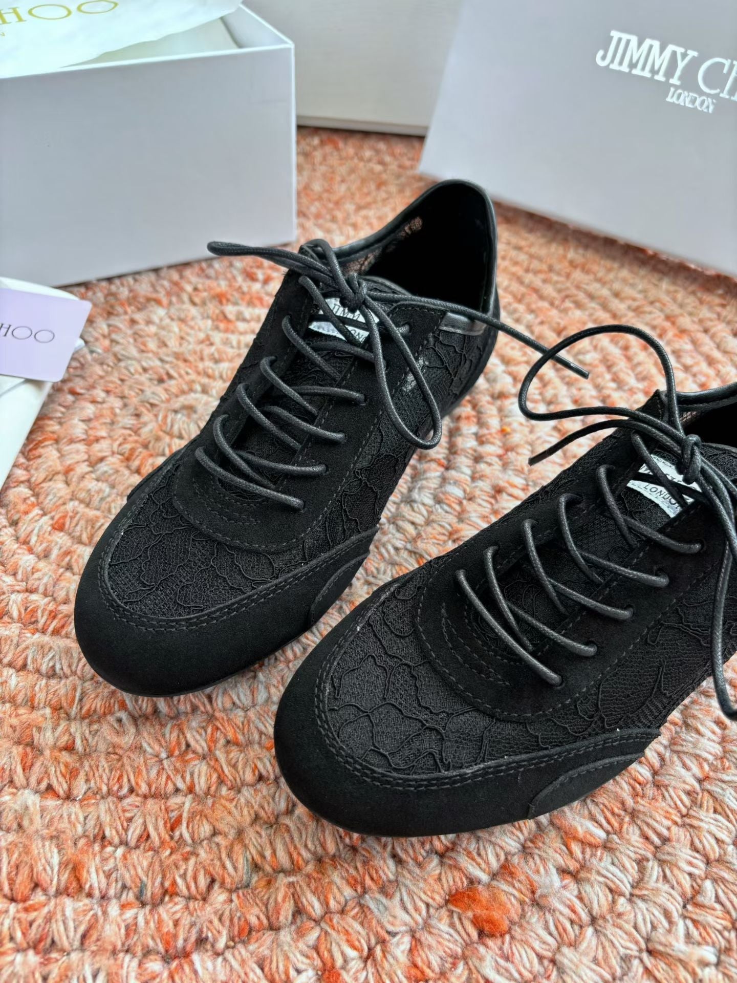JIMMY CHOO 26S SNEAKERS IN BLACK MESH AND SUEDE