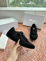 JIMMY CHOO 26S SNEAKERS IN BLACK MESH AND SUEDE