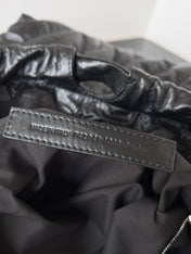 CRUSH LARGE TOTE BAG 46 IN BLACK QUILTED CALFSKIN SILVER HARDWARE