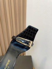 SL SQUARE TOED NUIT PUMPS BLACK CALFSKIN