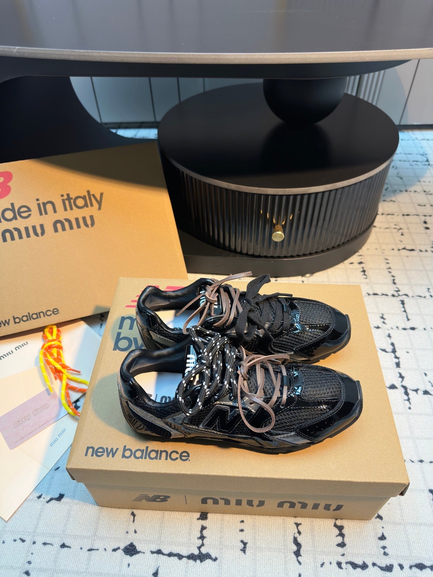 MIUMIU 26S RUNNING SNEAKERS IN BLACK CALFSKIN AND MESH RUBBER SOLE