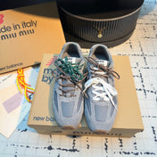MIUMIU 26S RUNNING SNEAKERS IN GREY SUEDE AND MESH RUBBER SOLE