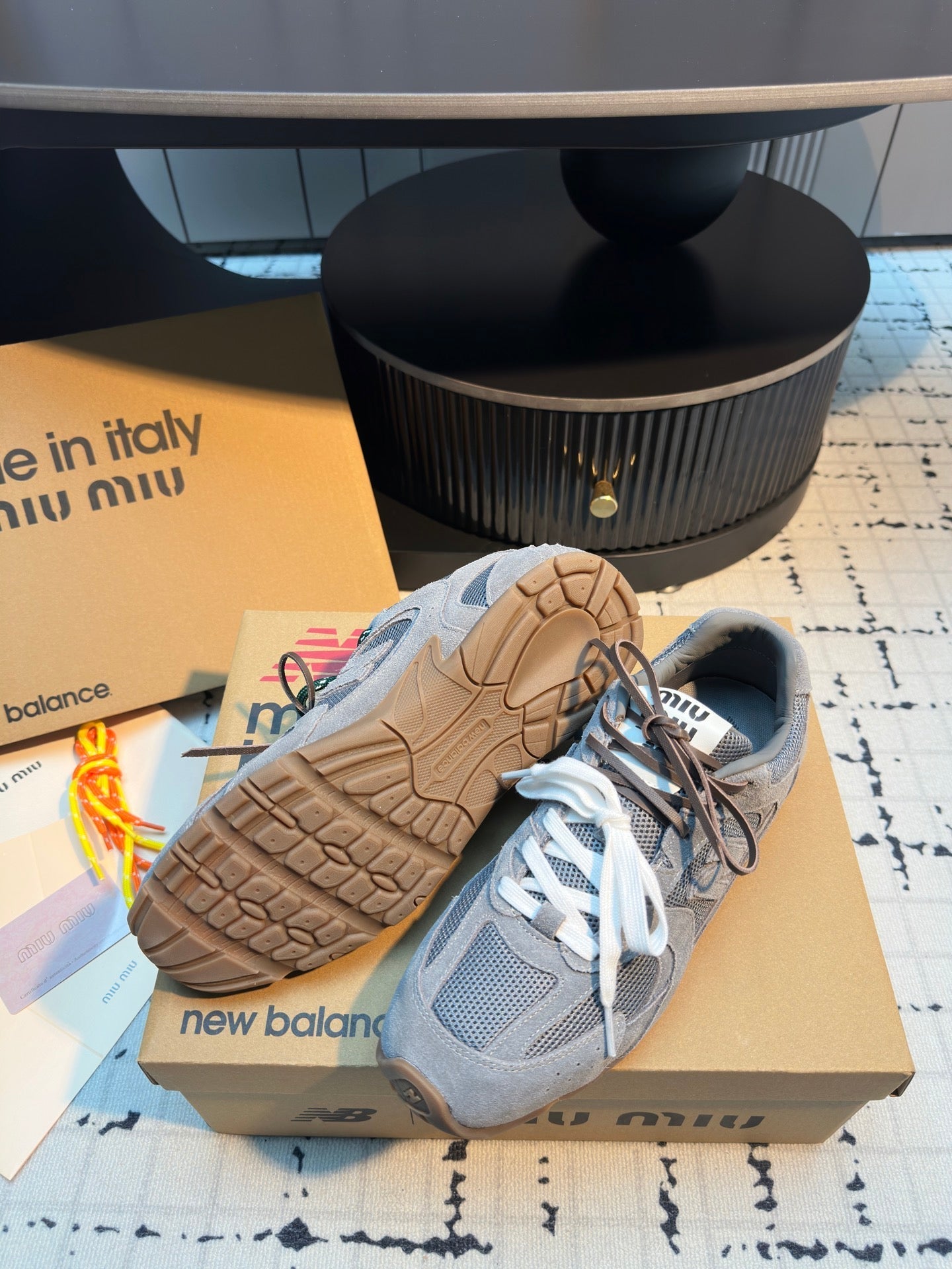 MIUMIU 26S RUNNING SNEAKERS IN GREY SUEDE AND MESH RUBBER SOLE