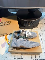 MIUMIU 26S RUNNING SNEAKERS IN GREY SUEDE AND MESH RUBBER SOLE