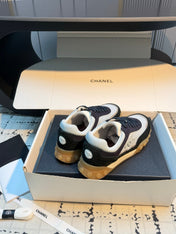 CHANEL 26S CHUNKY SNEAKERS IN GREY FABRIC AND BLACK SUEDE