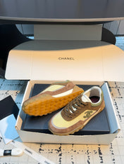 CHANEL 26S CHUNKY SNEAKERS IN BROWN AND LIGHT YELLOW SUEDE