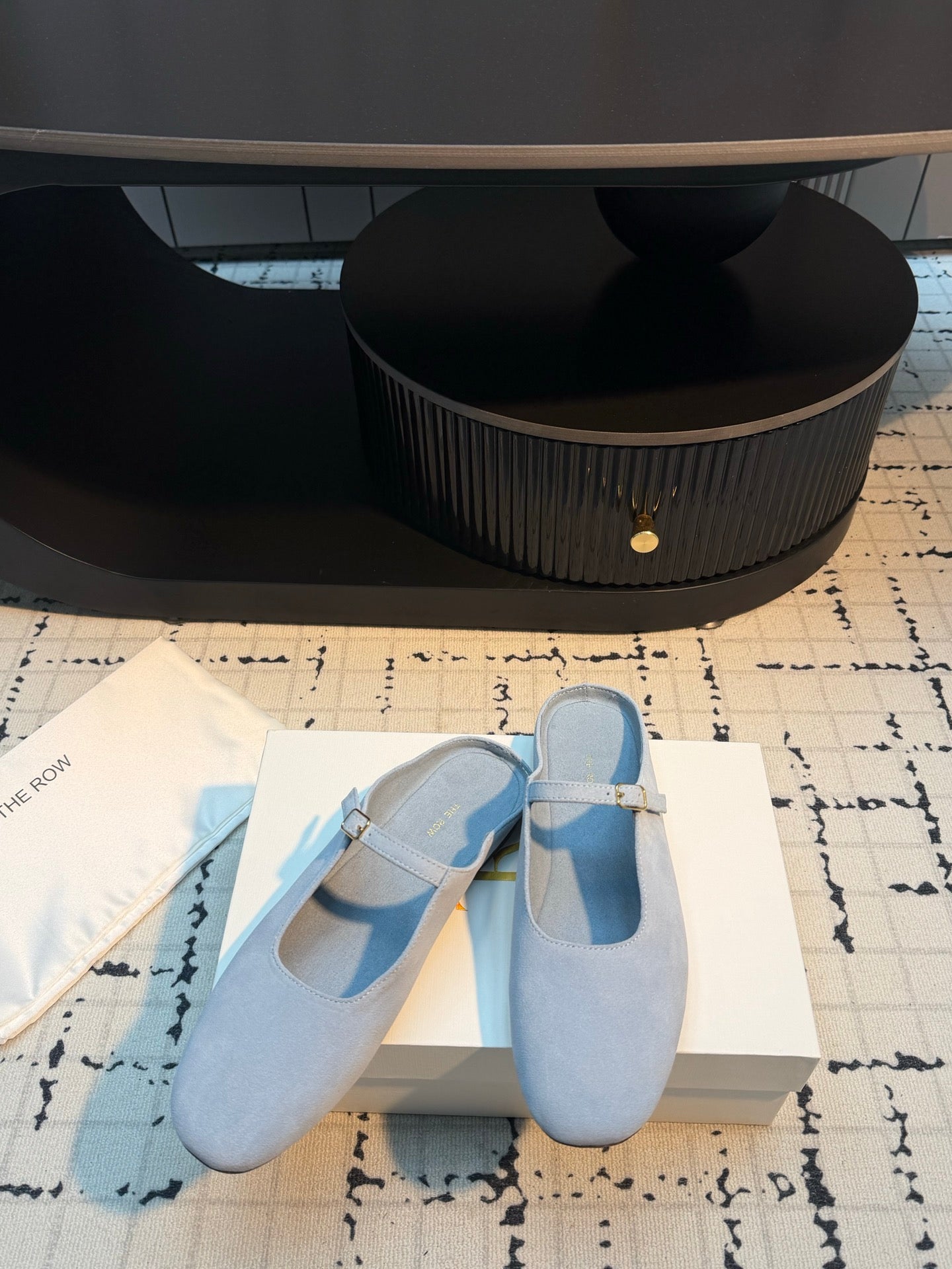 THE ROW 26S MARY JANE MULES 20MM IN LIGHT BLUE SUEDE