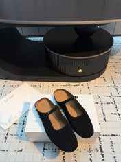 THE ROW 26S MARY JANE MULES 20MM IN BLACK SUEDE
