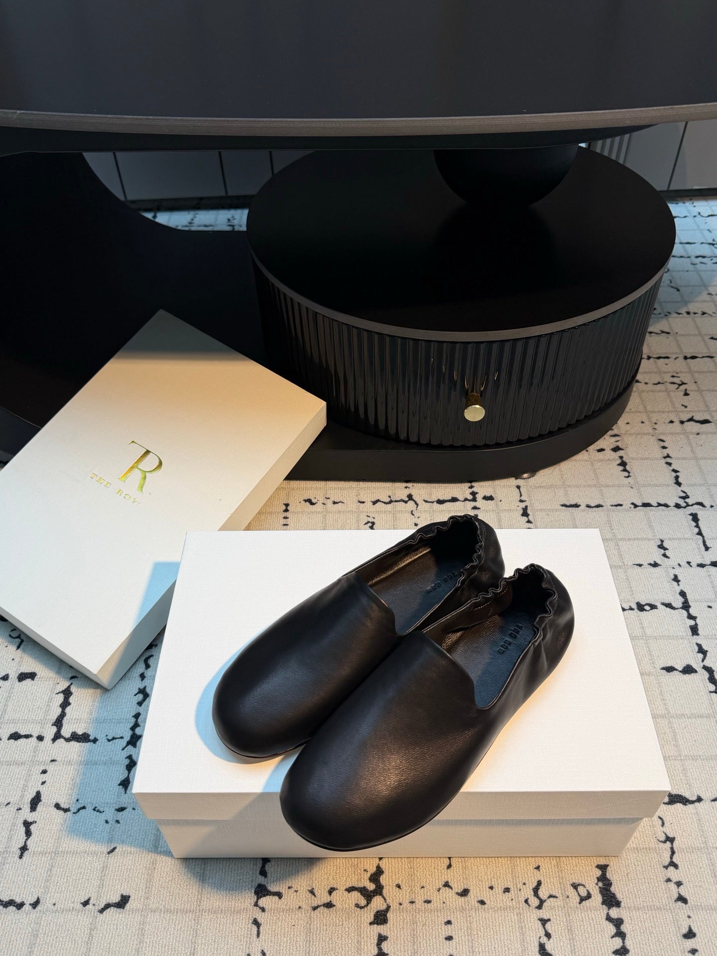 THE ROW 26S LOAFERS IN BLACK CALFSKIN