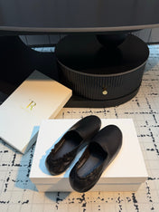 THE ROW 26S LOAFERS IN BLACK CALFSKIN