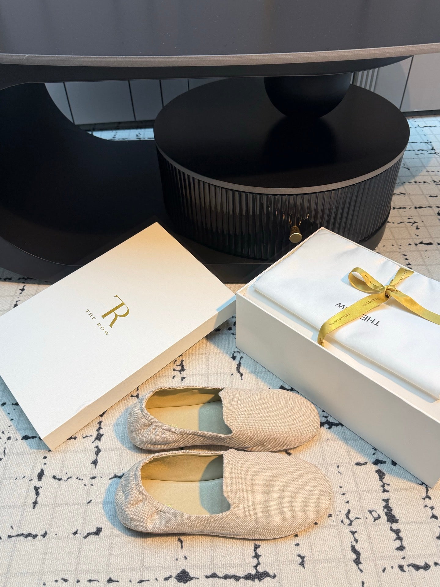 THE ROW 26S LOAFERS IN LIGHT BEIGE CANVAS