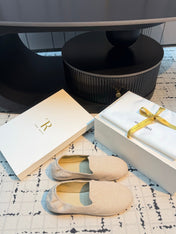 THE ROW 26S LOAFERS IN LIGHT BEIGE CANVAS