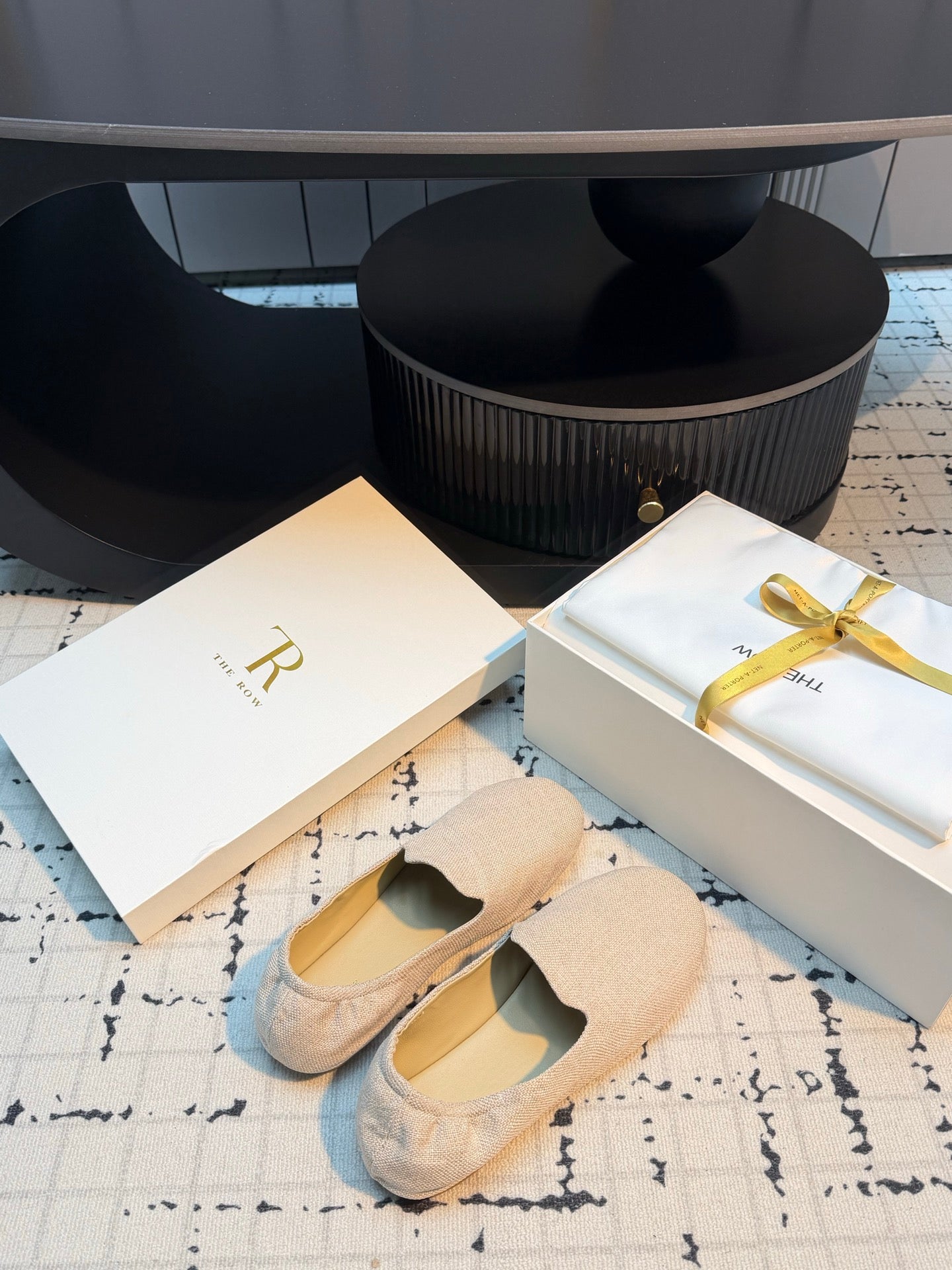 THE ROW 26S LOAFERS IN LIGHT BEIGE CANVAS