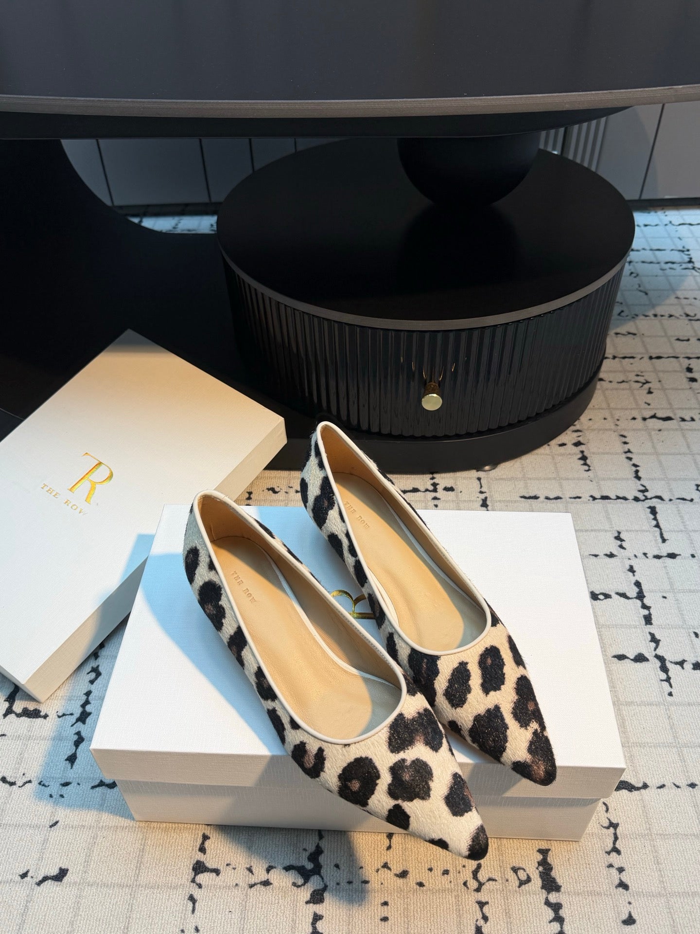 THE ROW 26S POINTED TOE HIGH HEELS 35MM IN WHITE SPOTTED CALF HAIR