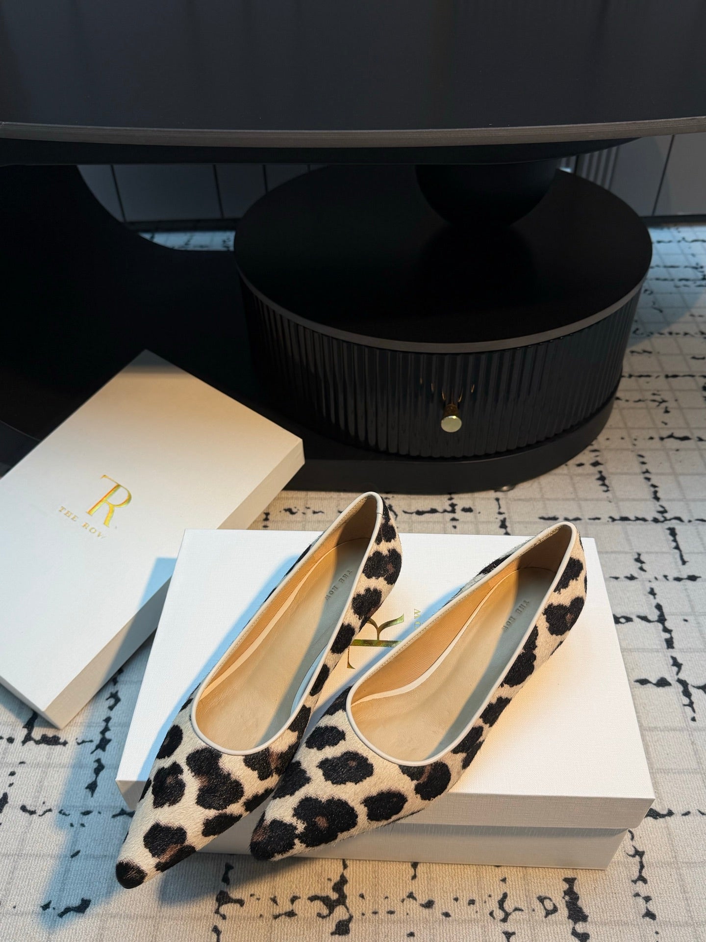 THE ROW 26S POINTED TOE HIGH HEELS 35MM IN WHITE SPOTTED CALF HAIR