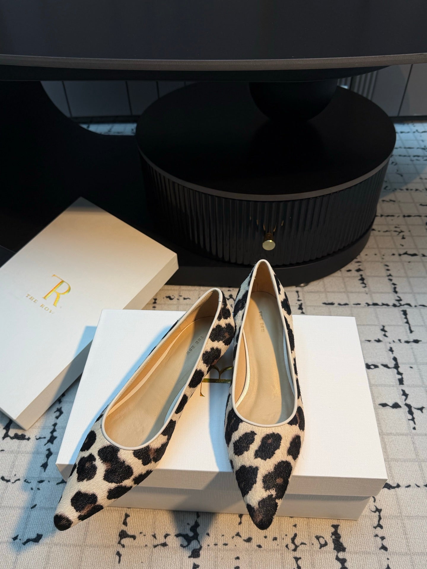 THE ROW 26S POINTED TOE HIGH HEELS 35MM IN WHITE SPOTTED CALF HAIR
