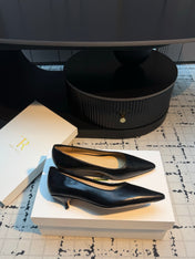 THE ROW 26S POINTED TOE HIGH HEELS 35MM IN BLACK CALFSKIN