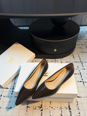 THE ROW 26S POINTED TOE HIGH HEELS 35MM IN DARK BROWN CALFSKIN