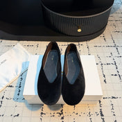 THE ROW 26S CLASSIC BALLET FLATS IN BLACK VELVET