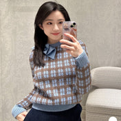 DIOR 26S PLAID SWEATER WITH BOW 1063